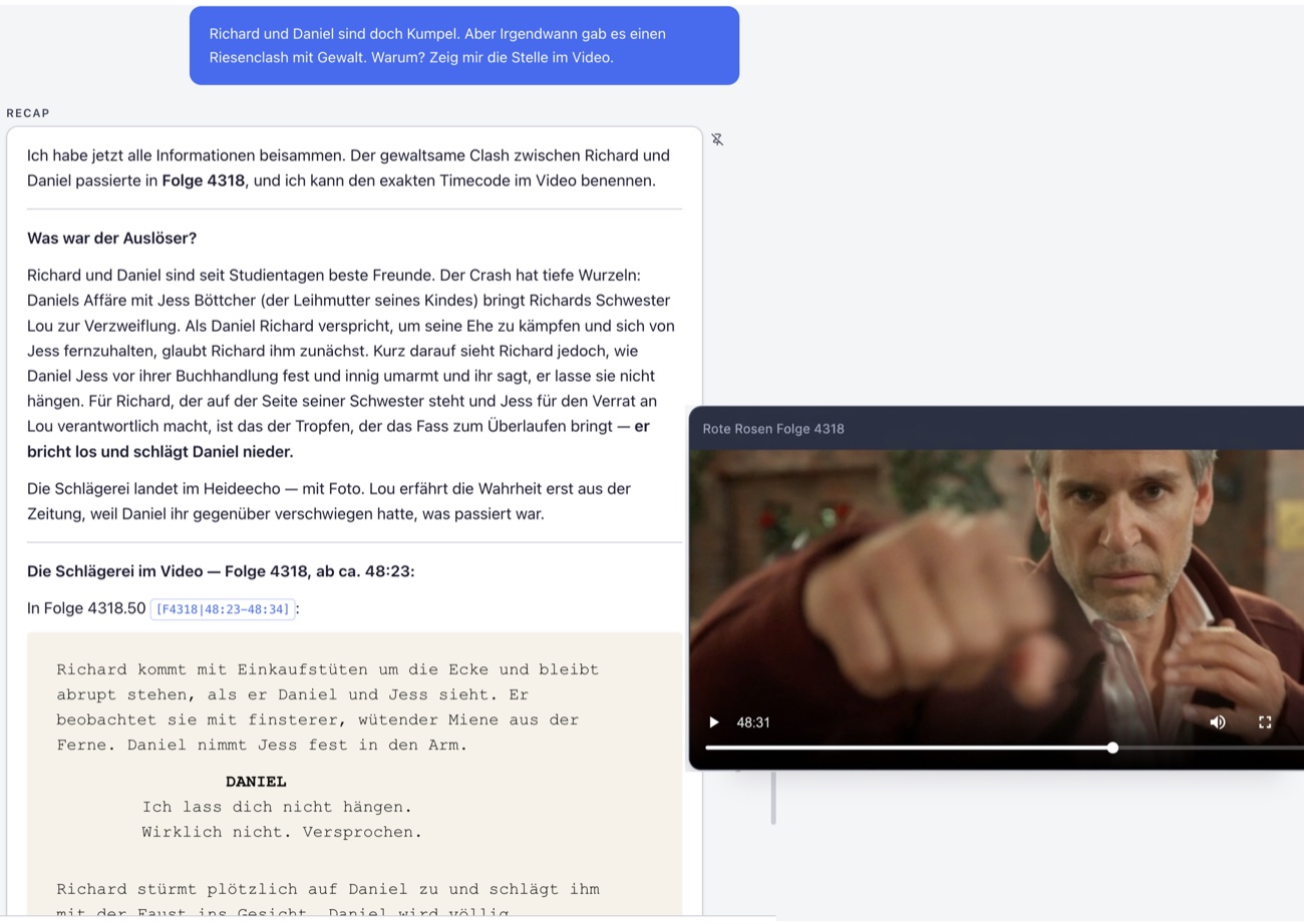 RECAP-Antwort: Herleitung des Konflikts zwischen Richard und Daniel, mit Folge 4318, Timecode 48:23 und der Szene im Video